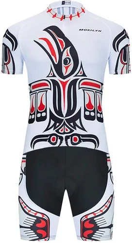 Miniatura 3 de MOXILYN Camiseta de ciclismo para hombre, kit de ciclismo de MTB y pantalones cortos de ciclismo con almohadilla de gel 20D, conjunto de ropa