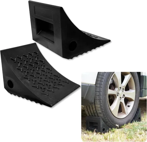 Miniatura 8 de SECURITYMAN Calzas de rueda resistentes (paquete de 2) – Calzas de rueda de goma sólida duraderas, antideslizantes, para remolques de lanchas
