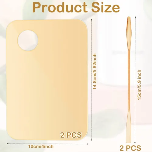 Miniatura 7 de CANIPHA Paleta de mezcla de maquillaje acrílico con 2 espátulas de maquillaje, bandeja de mezcla de base dorada, mezclador de paleta cosmética