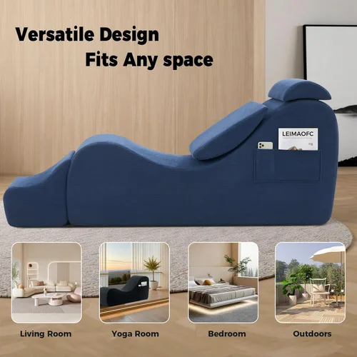 Miniatura 4 de Sillas de yoga para adultos, silla de salón ergonómica para interiores con bolsillo lateral, almohada lumbar, otomana, silla de yoga perfecta