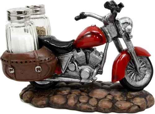 Miniatura 4 de Ebros Gift Old Retro Red Chopper - Figura decorativa de cristal para motocicleta y pimentero de cristal, 7.5 pulgadas de largo, escultura