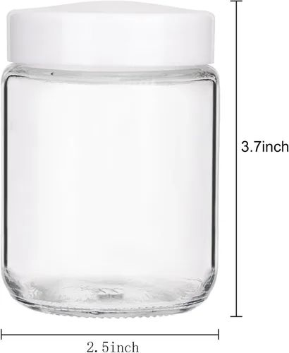 Miniatura 2 de Paquete de 12 tarros de vidrio de 8 onzas de boca regular, pequeños recipientes de almacenamiento de vidrio con tapas herméticas para gelatina