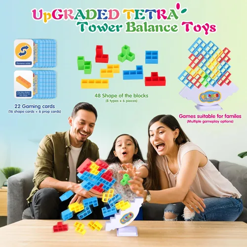 Miniatura 2 de LIMYIOM Juego de 48 piezas de Tetra Tower, tablero familiar para 2 jugadores, juegos familiares, rellenos de calcetines de Navidad