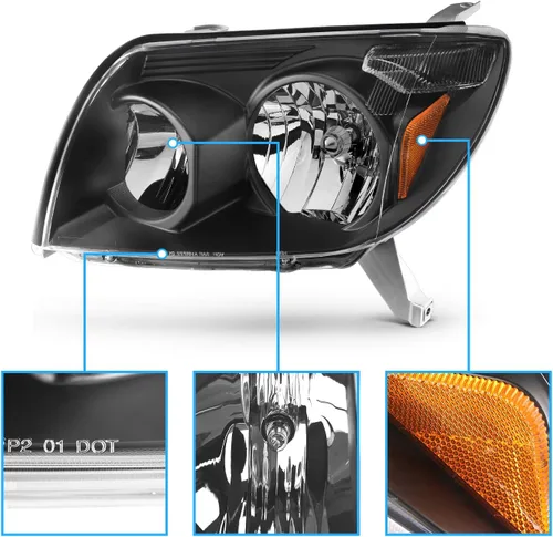 Miniatura 3 de AmeriLite Par de faros delanteros de repuesto negros para Toyota 4 Runner Sport SUV 03-05 - lado del pasajero y del conductor