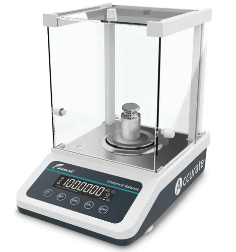 JOANLAB Balanza analítica digital de 4.23 oz x 0.1mg balanza analítica automática de calibración interna de laboratorio de precisión con puerto