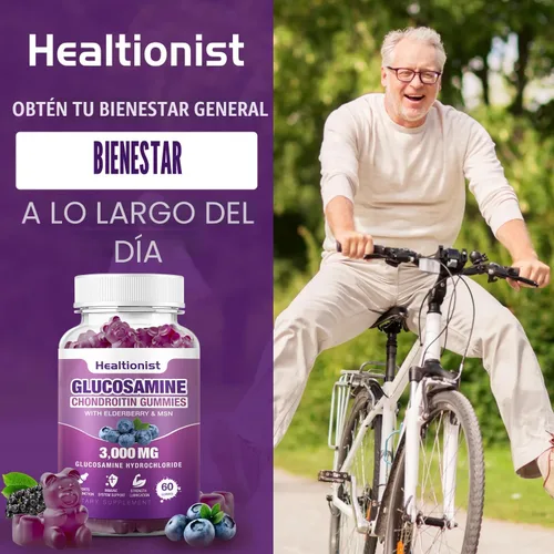 Miniatura 7 de 2 paquetes de 3000 mg de gomitas de glucosamina y condroitina con MSM y saúco - suplemento de salud articular de fuerza extra, flexibilidad, apoyo
