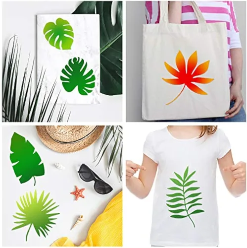 Miniatura 2 de 12 plantillas de pintura de hojas de helecho tropical, plantillas grandes reutilizables de hoja de tortuga de palma, plantillas de pared flexibles