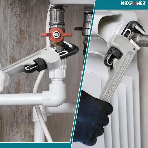Miniatura 7 de MAXPOWER Llave de tubo de 10 pulgadas, llave de plomería ajustable de aluminio 40% más ligera