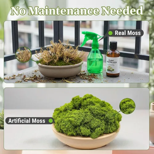 Miniatura 3 de Musgo verde falso – Musgo artificial para plantas de interior, imitación para manualidades, decoración de jardín de hadas de bricolaje, centros