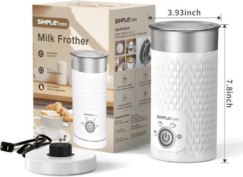 Miniatura 7 de SIMPLETASTE Espumador de leche, vaporizador eléctrico 4 en 1, máquina automática de espuma caliente y fría y calentador de leche para café