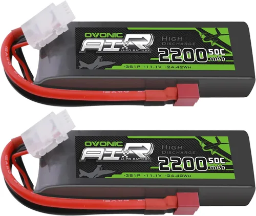 OVONIC Batería Lipo 3S 50C 2200mAh 11.1V Lipo batería con conector T estilo Dean para aviones RC cuadricóptero, helicóptero FPV Drone