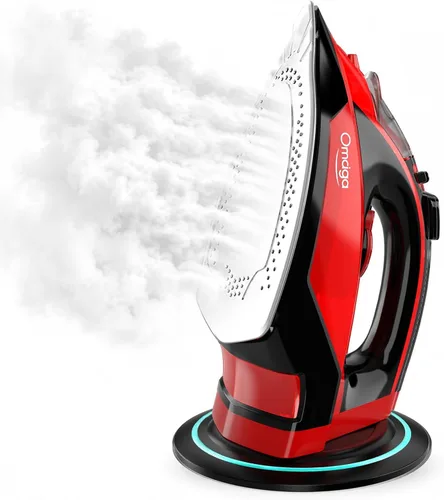Miniatura 10 de OMAIGA Plancha de vapor para ropa, plancha de ropa de 1750 W con suela de cerámica, potente vapor, apagado automático de 3 vías, autolimpieza y Gris