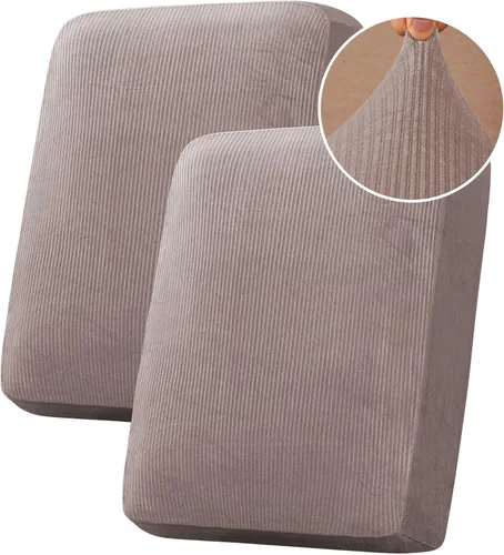 Miniatura 20 de H.VERSAILTEX - Funda de terciopelo elástica y afelpada para protección de cojines de sofá biplaza, silla o sofá, 2 piezas, tamaño grande, color gris