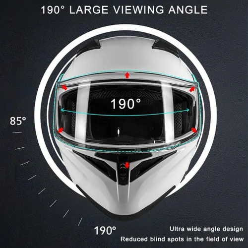 Miniatura 4 de Casco de motocicleta modular Bluetooth con aprobación DOT, antiempañamiento, doble visera, cara completa, abatible, con altavoz y micrófono