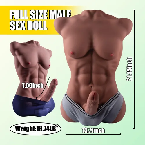 Miniatura 2 de Muñeca sexual masculina para mujeres con consolador enorme de empuje automático de 7 pulgadas, muñecas sexuales realistas musculosas en 3D con anal