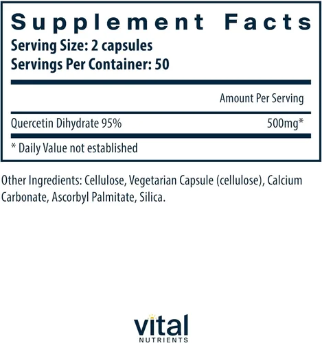 Miniatura 2 de Vital Nutrients Quercetina - Suplemento vegano de quercetina con bioflavonoides para apoyo sinusal, respiratorio, cardíaco y función inmunológica
