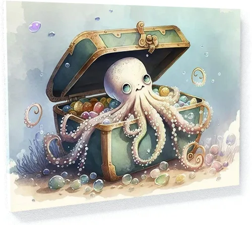 Miniatura 12 de Sense Canvas Octopus Vibrant Ocean 7 - Lienzo decorativo para decoración del hogar, póster grande de 40 x 30 pulgadas, 0.75 pulgadas