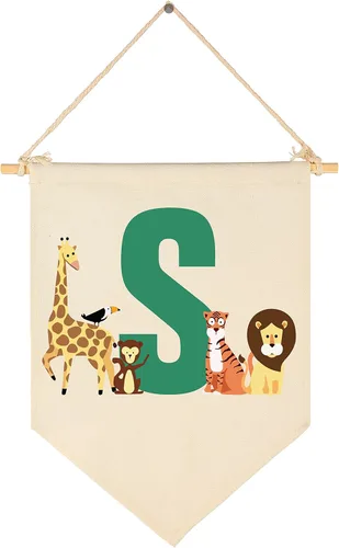 Miniatura 20 de Bandera personalizada de animales del bosque, regalos para bebé, niño, niña, recién nacido, banderín de safari de selva, letrero de pared, regalos