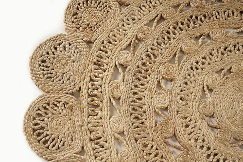 Miniatura 3 de GRUHUM Alfombra de yute tejida a mano de 4' - Fibra natural, redonda, hecha a mano, estilo bohemio, rústica, vintage, suave, trenzada, reversible