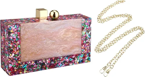 Miniatura 3 de EROGE - Bolso de mano de acrílico con diseño geométrico colorido para mujer
