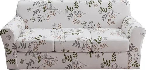 Miniatura 65 de KRFOONN - Fundas elásticas de 4 piezas para sillón y sofá, funda con estampado y 3 fundas independientes para cojines de asiento, lavables, Color01