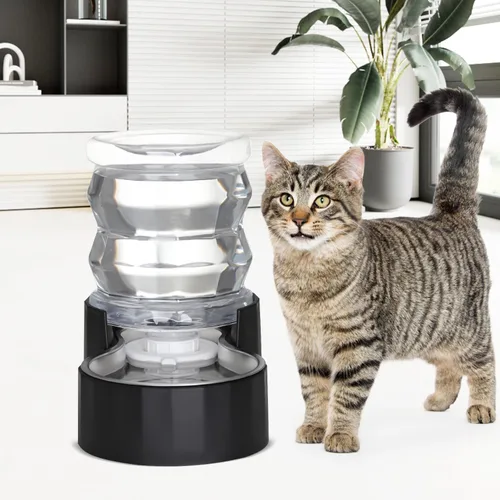 Miniatura 5 de RIZZARI Dispensador de Agua para Comida de Perros: Alimentador Grande de Acero Inoxidable Negro de 4L con Filtro Triple - Hidratación Saludable