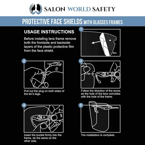 Miniatura 6 de TCP Global Salon World Protectores Faciales de Seguridad con Marcos de Gafas Negros (Paquete de 10) - Protectores Faciales Completos Ultra