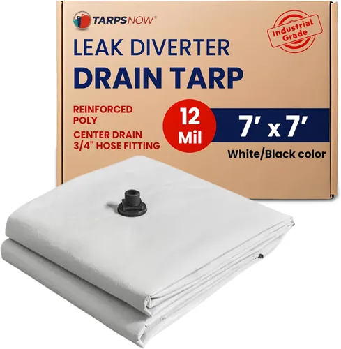 Miniatura 14 de Tarps Now - Lona desviadora de fugas de 5 x 5 pies y desviador de lluvia de techo, lona reforzada de polietileno para techo y techo con brida