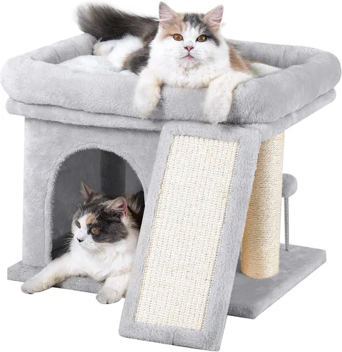 Miniatura 11 de Aechonow Árbol para gatos grandes, perca grande de 19 x 16.5 pulgadas, torre para gatos adultos para gatos de interior con poste rascador de 24
