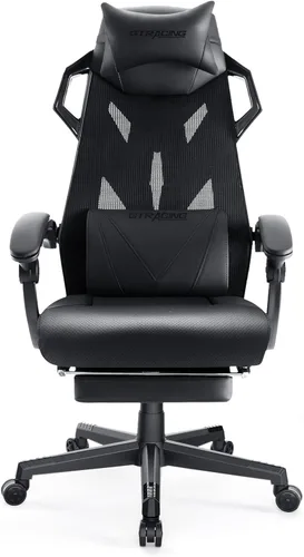 Miniatura 5 de GTPLAYER Silla para videojuegos, silla de computadora con respaldo de malla, silla ergonómica para juegos con reposapiés, silla reclinable con Negro