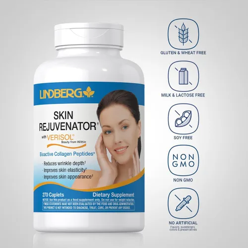 Miniatura 3 de Rejuvenecedor de piel Lindberg con Verisol 270 Tabletas con péptidos de colágeno Suplemento para cabello, piel y uñas
