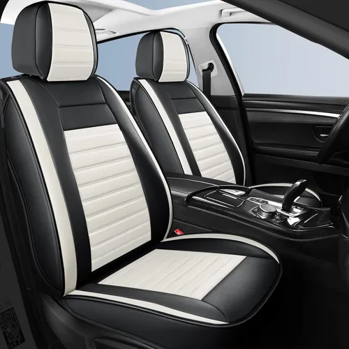HChengkikz Fundas de Asiento de Automóvil Par Delantero, Fundas de Asiento de Cuero Nappa Transpirable para Automóviles, Cojines Universales para