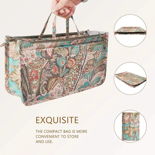 Miniatura 7 de Bolso de mano estilo cartera de Vercord para mujer con organizador incorporado, estampado bien definido, con manijas y cremallera, tamaño 2