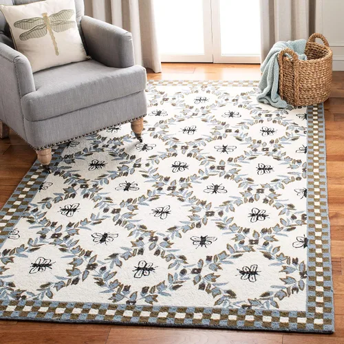 Miniatura 22 de SAFAVIEH Chelsea Collection - Alfombra decorativa de 1 pies 8 pulgadas x 2 pies 6 pulgadas, color negro, lana de campo francesa enganchada a mano