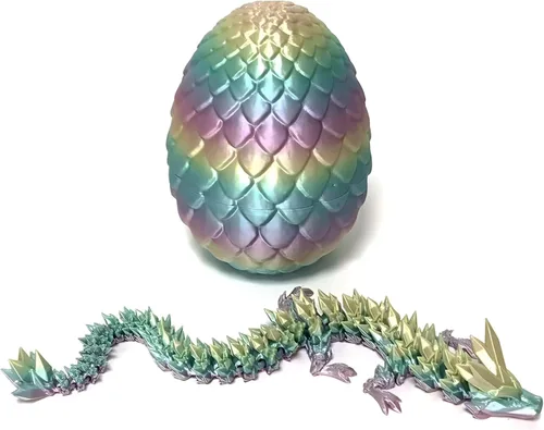 Miniatura 4 de Huevo de dragón impreso en 3D, juguete misterioso de dragón de cristal, dragón articulado, decoración de escritorio para el hogar, huevos
