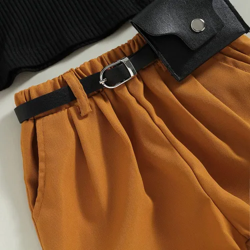 Miniatura 194 de TheFound Trajes de verano para niñas pequeñas, sin mangas, de punto acanalado, halter, pantalones cortos, ropa para recién nacidos, conjunto de 3