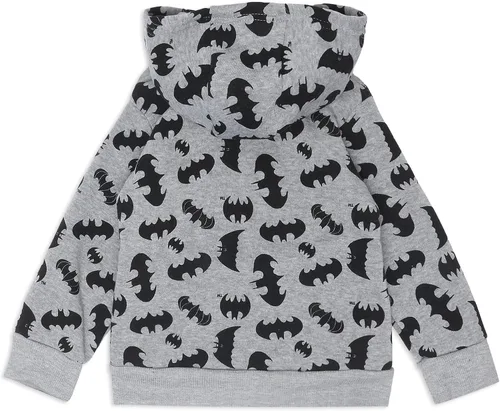 Miniatura 3 de Warner Bros. Batman - Conjunto de sudadera con capucha y pantalón con cremallera para niños pequeños y pequeños, gris oscuroamarillonegro
