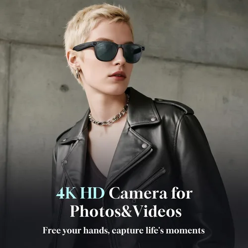 Miniatura 3 de AI Smart con lentes de cámara HD 4K para videos, grabación de vlog manos libres, audio de oreja abierta, diseño ultraligero para exteriores