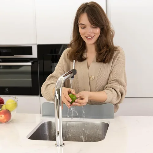 Miniatura 2 de TYOARO Protector contra salpicaduras de silicona para fregadero, protector contra salpicaduras de agua para cocina, isla y baño, base segura Blanco