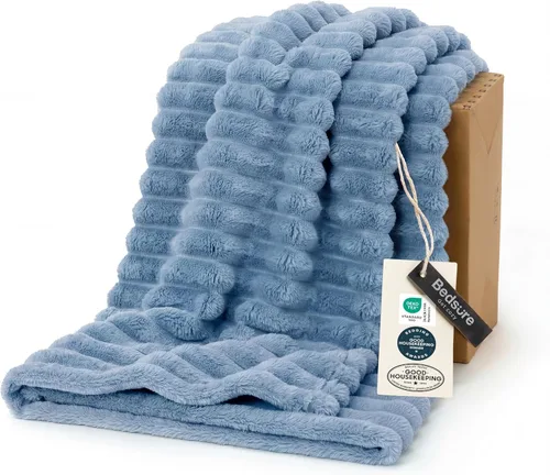 Miniatura 62 de Bedsure GentleSoft - Manta de forro polar azul para sofá, mantas suaves y acogedoras para mujer, lindas mantas pequeñas para niñas, azul claro, 108