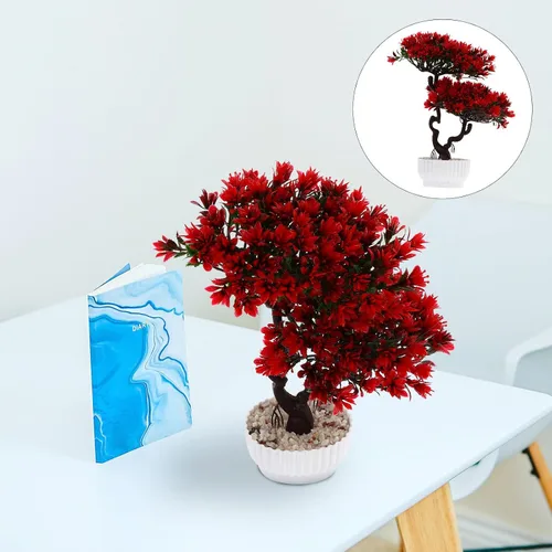 Miniatura 5 de Hemoton Árbol bonsái de pino simulado de 10.6 pulgadas artificial en maceta para decoración de escritorio de oficina en casa, árbol bonsái sintético