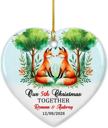 Miniatura 9 de Nuestro adorno de cerámica casado de 2ª Navidad, regalo personalizado de adorno de boda de oso polar, regalo de adorno de boda, Mr Mrs Married
