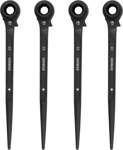 Miniatura 9 de 19 mm × 22 mm (o 3/4" x 7/8") Llave de trinquete de podger de doble extremo con carraca de 12 puntos de grado profesional para andamio, plata