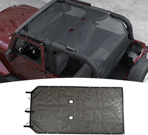 Parasol de malla para protección UV, accesorios exteriores para Jeep Wrangler JK de 2 puertas 2007-2017, estilo extendido