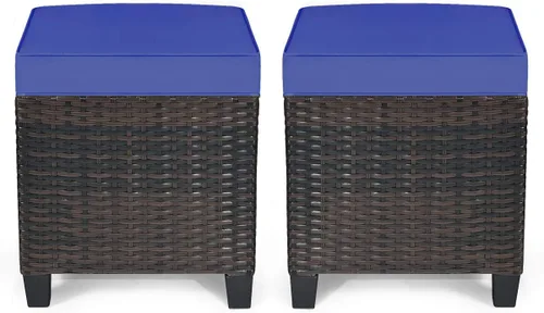 Miniatura 12 de LDAILY Moccha - Juego de 2 otomanas para patio al aire libre, para todo tipo de clima, con cojines extraíbles, reposapiés para exteriores (turquesa)