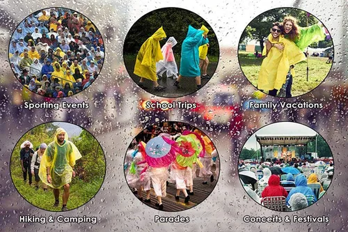 Miniatura 26 de Cosowe Ponchos de lluvia reutilizables para adultos, 2 piezas impermeables de emergencia para mujeres y hombres con capucha y cordón