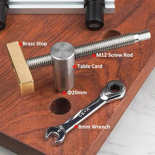 Miniatura 3 de 2 abrazaderas para perro de banco para agujero de 0.78 pulgadas, clips de escritorio ajustables para carpintería, bancos de tornillo de fijación