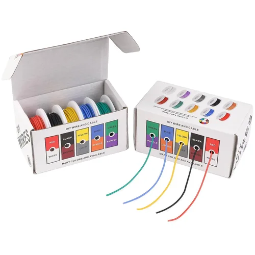 Cable eléctrico de 20AWG, cables de silicona flexibles, cable trenzado de cobre estañado calibre 20, diámetro exterior: 1,8 mm, 5 colores, 19,6