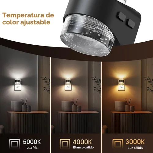 Miniatura 4 de L LOHAS LED Luz nocturna, luces nocturnas de burbujas enchufables a la pared, 3000 K/4000 k/5000 K, luz nocturna de temperatura de color ajustable