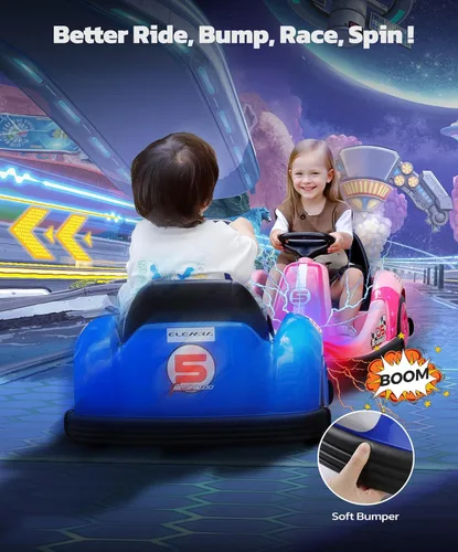 Miniatura 4 de ELEMARA Coche Chocador para Niños de 12V con Rueda Grande, 2.2 Mph Máximo, Coches Chocadores para Niños Pequeños con Control Remoto, Coche de Azul